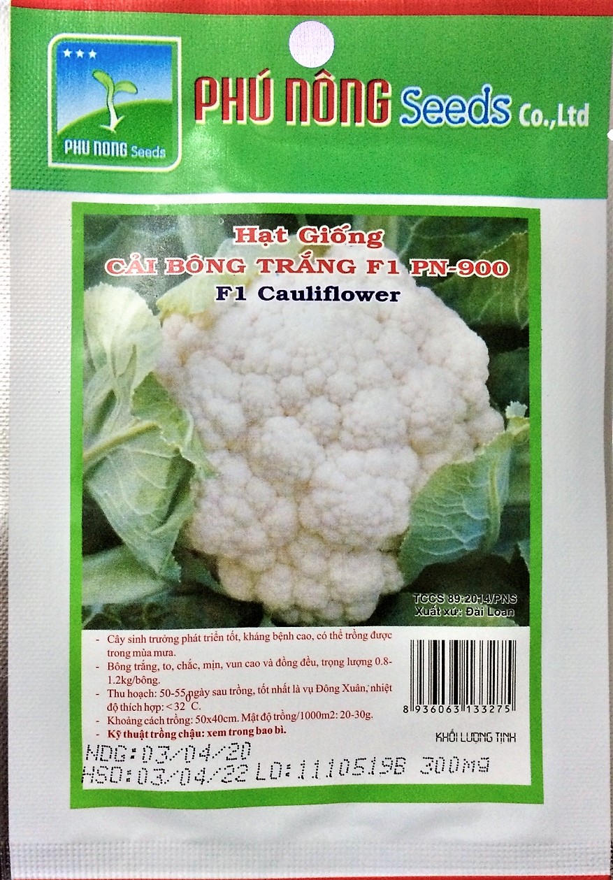 [HCM]Hạt giống Bông Cải Trắng F1 Phú Nông 900 Đài Loan gói 300mg