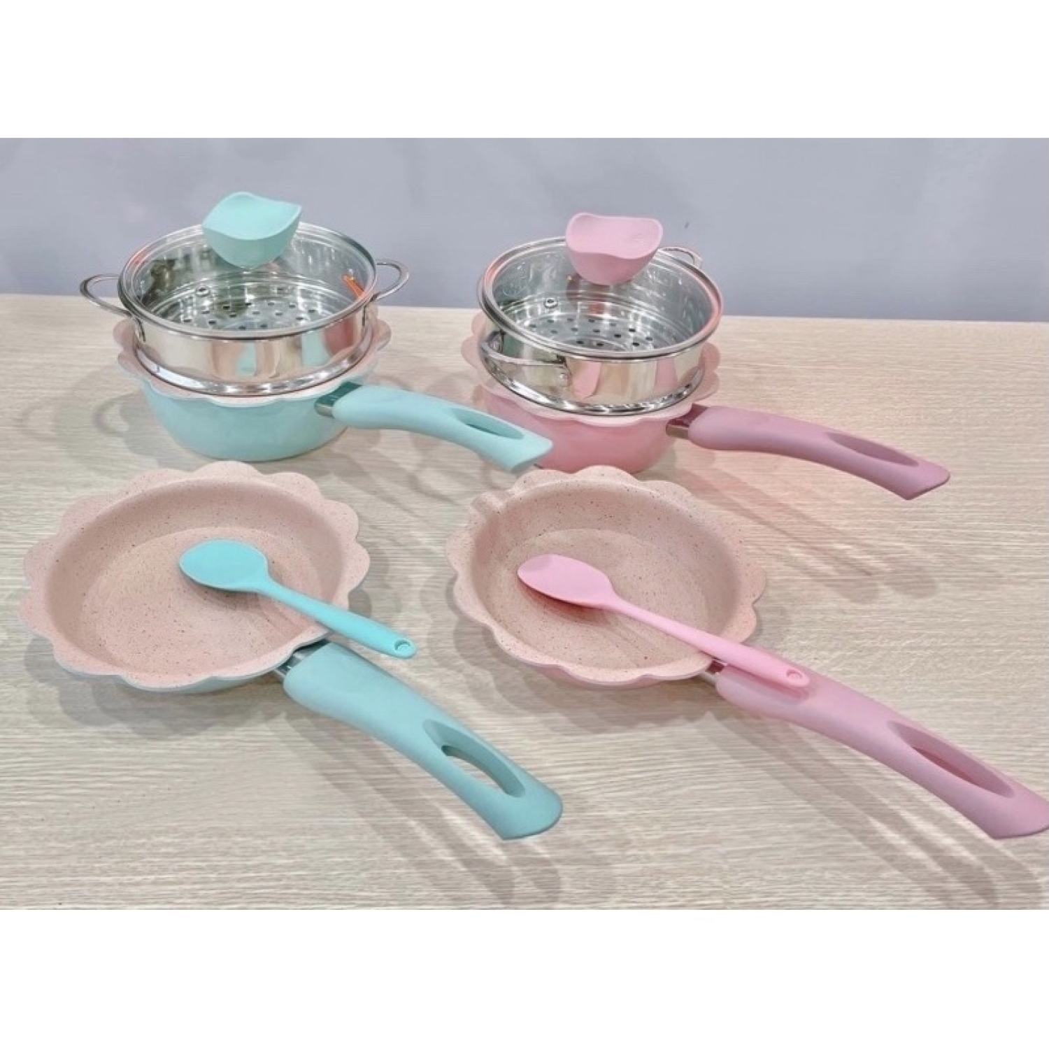 Bộ nồi chảo chế biến ăn dặm cho bé. Bộ nồi đá.