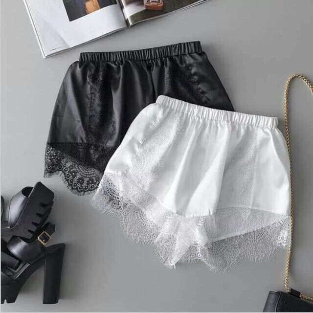 Hàng mới - quần satin phối ren mặc nhiều kiểu