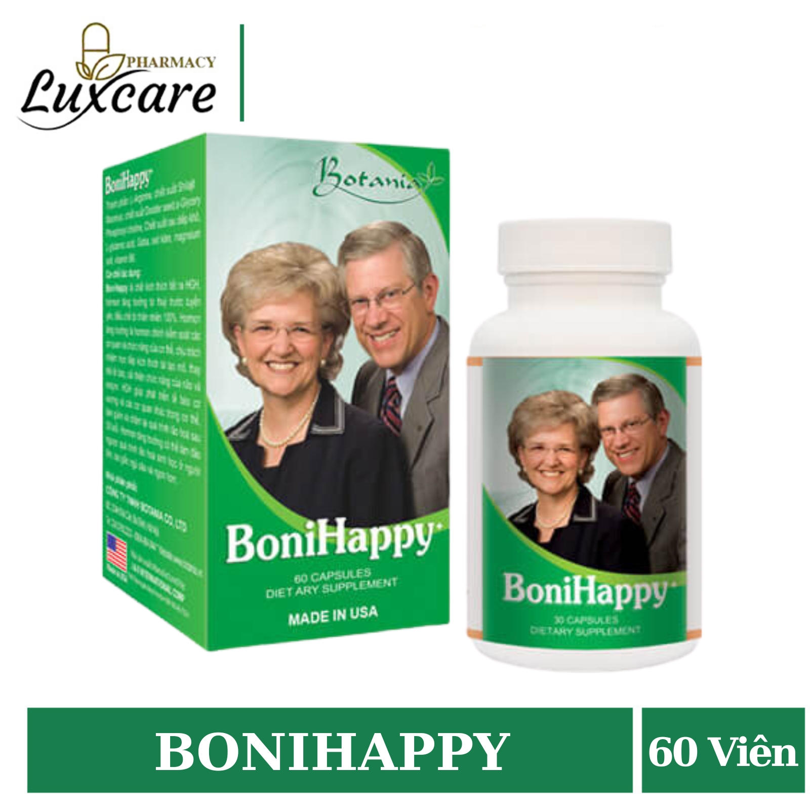 BoniHappy - Hộp 60 Viên Dành Cho Người Mất Ngủ Kinh Niên - Giúp Tạo Giấc Ngủ Ngon Và Sâu Hơn