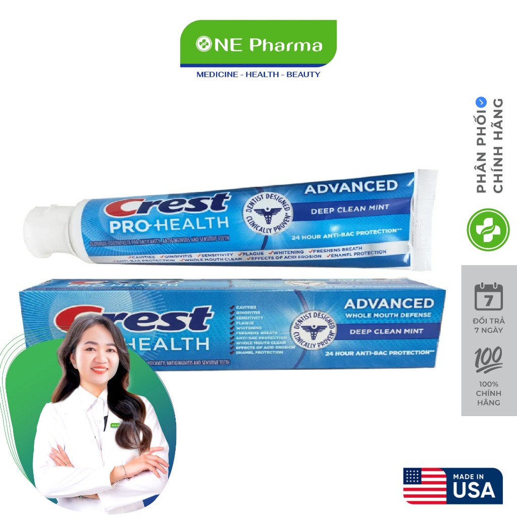Kem Đánh Răng Crest Pro Health Advanced 24 Hour Anti-Bac Protection - 164g