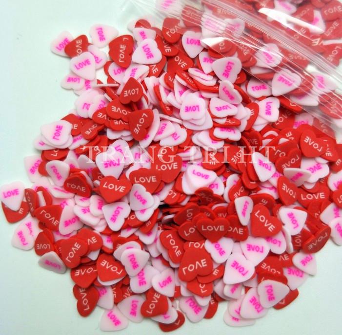 Nail móng tay hình Trái tim LOVE phụ kiện trang trí búp bê