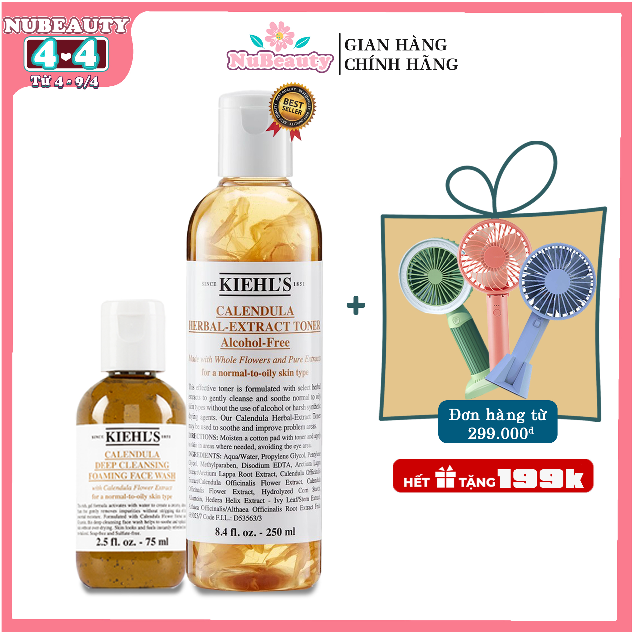 "chính hãng" toner hoa cúc calendula herbal extract alcohol-free toner mini 40ml