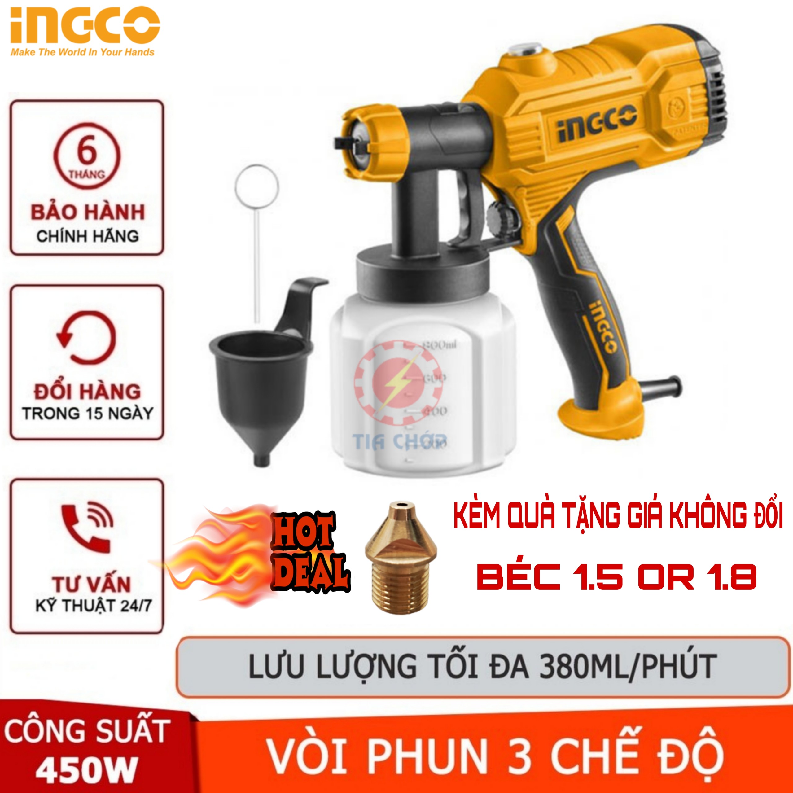 Máy phun sơn dùng điện ingco 450w spg3508