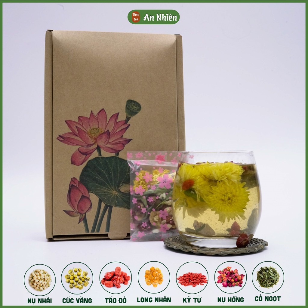 Trà bảy vị An Nhiên đẹp dáng đẹp da set trà hoa giảm mỡ chống béo phì thanh lọc cơ thể