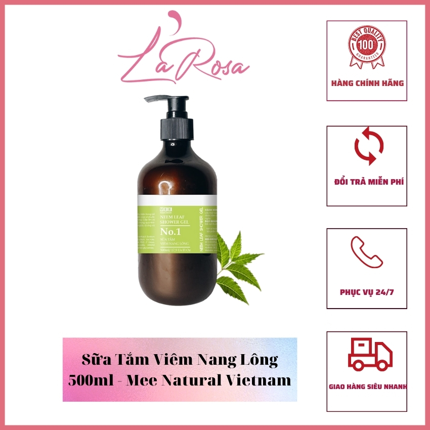 [Tặng mút tắm]Sữa Tắm Viêm Nang Lông 500ml - Mee Natural Vietnam, LaRosa LR36