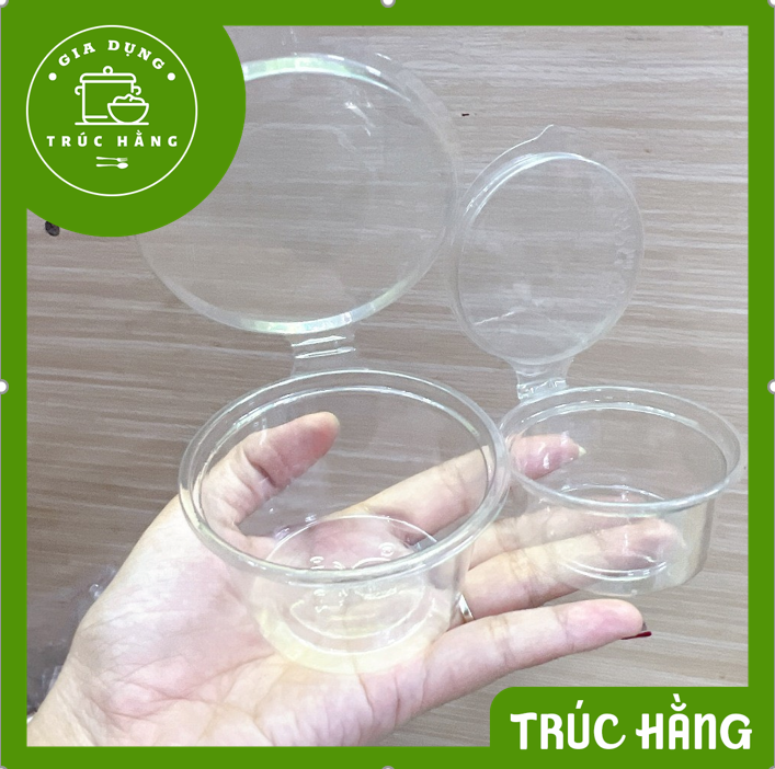 Combo 50 hũ nhựa có nắp liền đựng panacota, đựng sốt, làm flan...- Hủ nhựa nắp liền có size