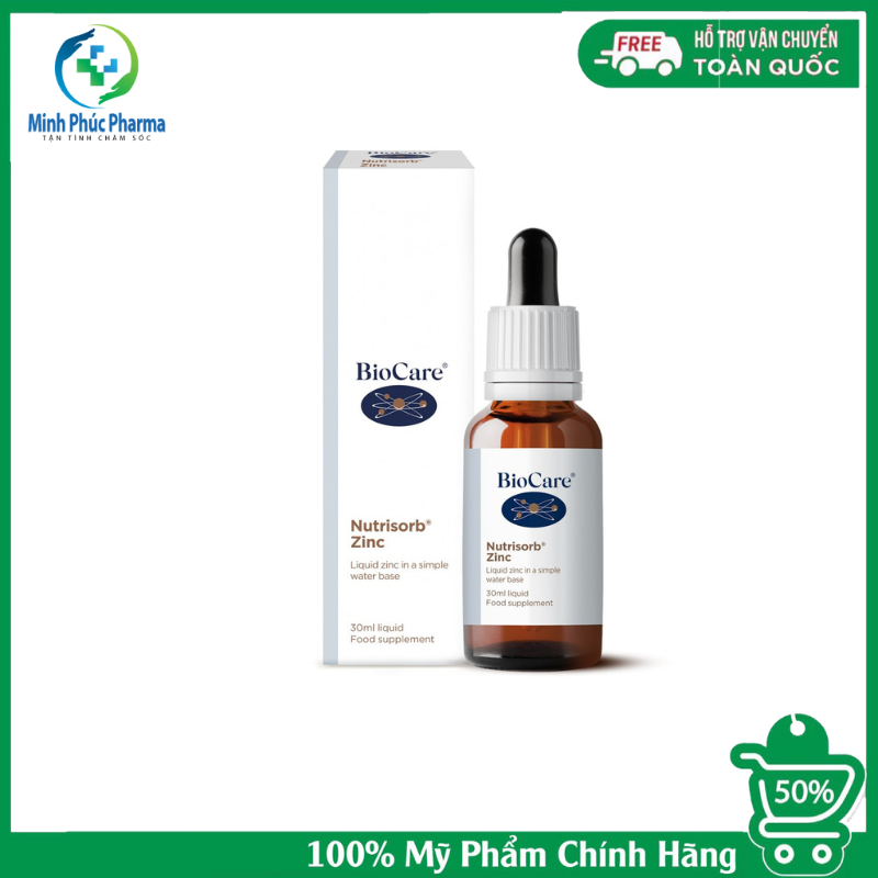 Kẽm nước nhỏ giọt biocare nutrisorb zinc, 30ml, tăng đề kháng - chính hãng