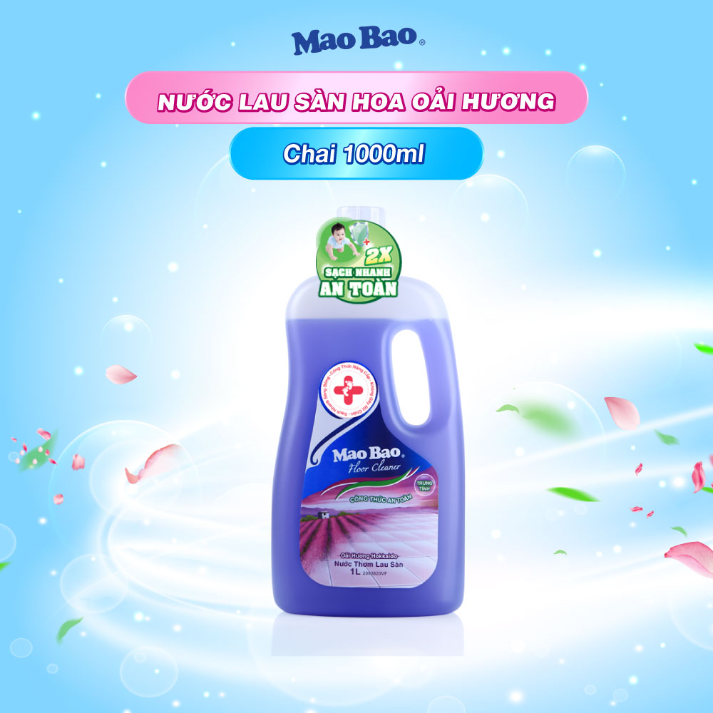Nước lau sàn Mao Bao Hương Hoa oải hương dịu nhẹ, không gây rít chân, sạch nhanh sáng bóng, an toàn cho da bé