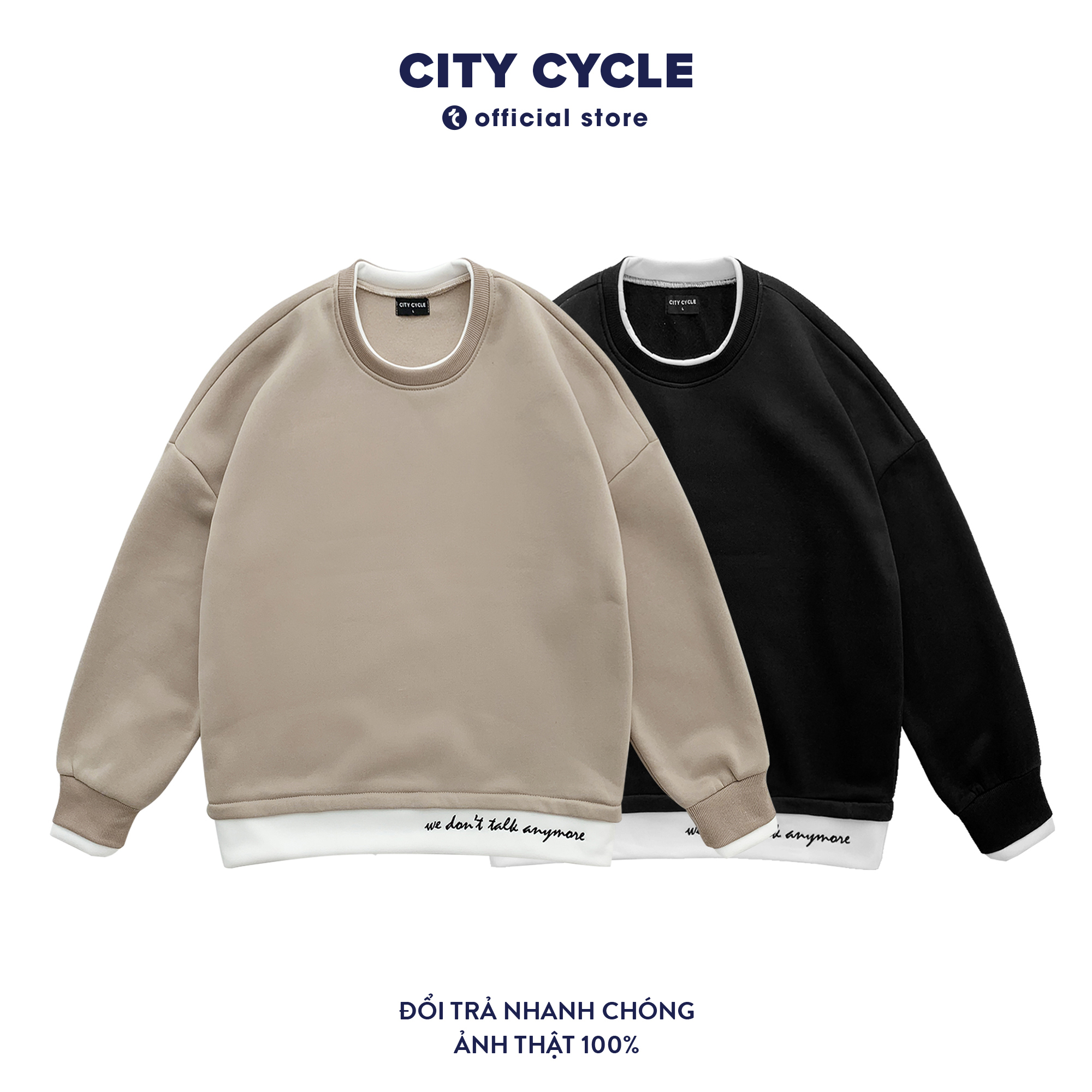 Áo nỉ cổ tròn Sweater anymore - Áo nỉ bông chui đầu Unisex Hàn Quốc - City Cycle