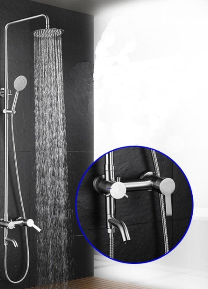 Sen cây tắm đứng inox sus 304 - tay sen tròn