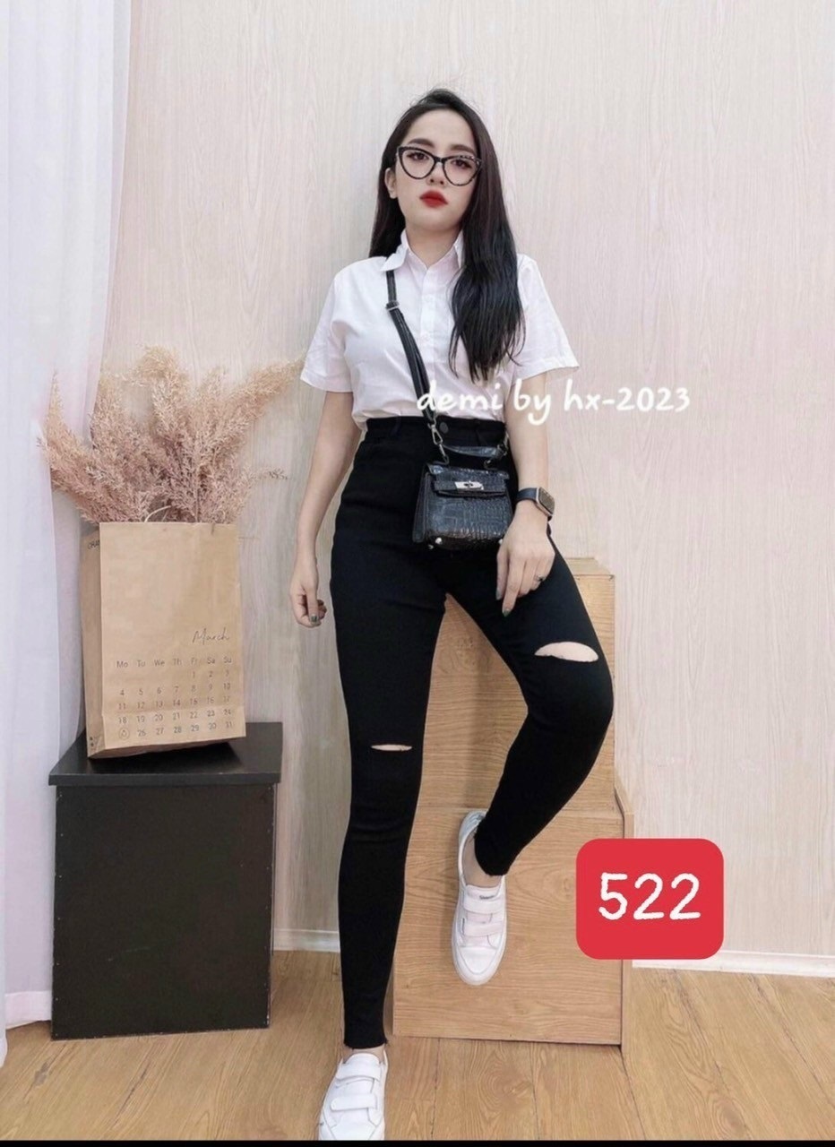 Quần jean nữ lưng cao, quần jean nữ co giãn thời trang cao cấp king168, mk04