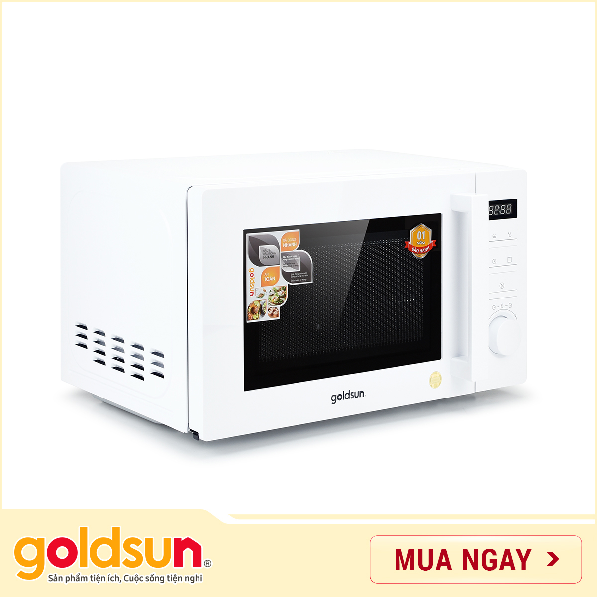 Lò vi sóng goldsun ck2402- điện tử 20l - công suất 700w - hàng chính hãng - bảo hành 12 tháng