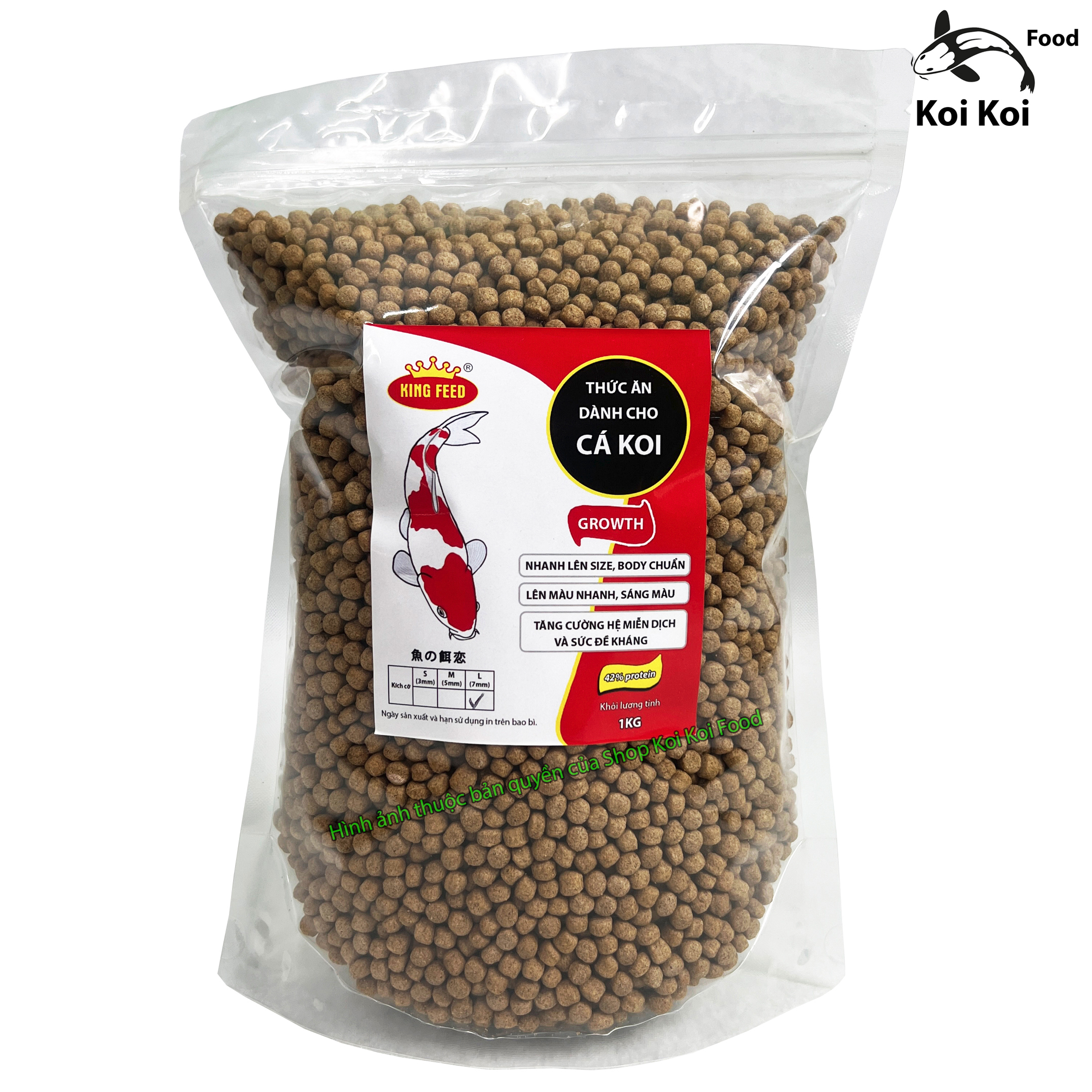 Cám cá koi king feed 42% đạm - thức ăn cho cá koi hàng chuẩn