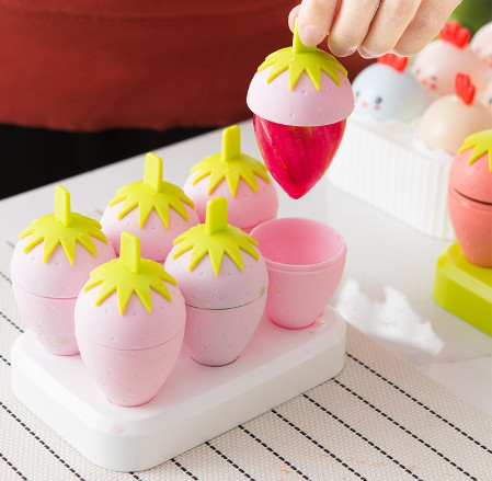 Set 6 khuôn làm kem hình quả dâu tây đáng yêu