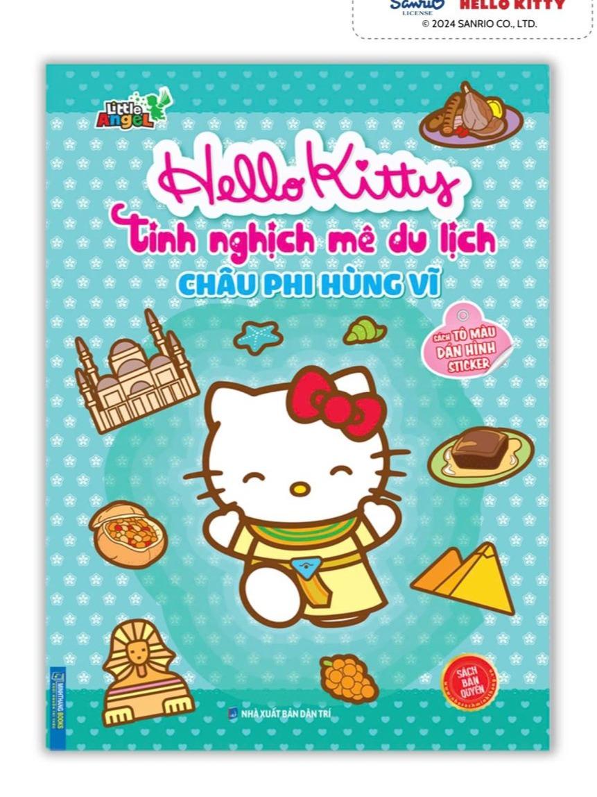 Sách - Hello Kitty tinh nghịch mê du lịch - Châu Phi hùng vĩ (tô màu và dán hình STICKER)(bản quyền)