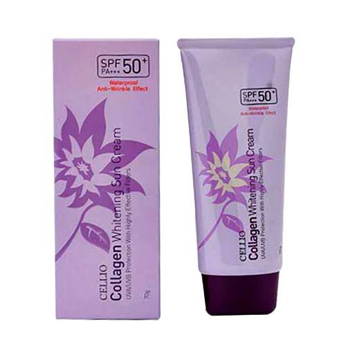 Kem chống nắng Cellio tím - kem chống nắng Cellio Collagen Whitening Sun Cream 70g Hàn Quốc, sản phẩm chất lượng, đảm bảo an toàn sức khỏe người dùng, inbox để được hỗ trợ