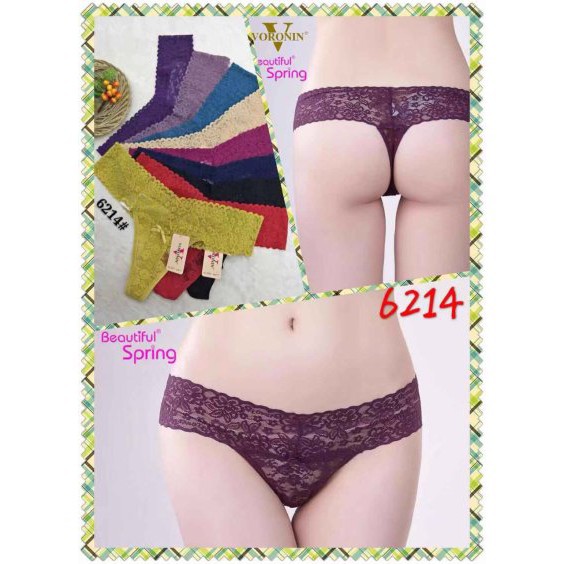 10 quần lót ren lọt khe, quần lót nữ 6214 <55kg