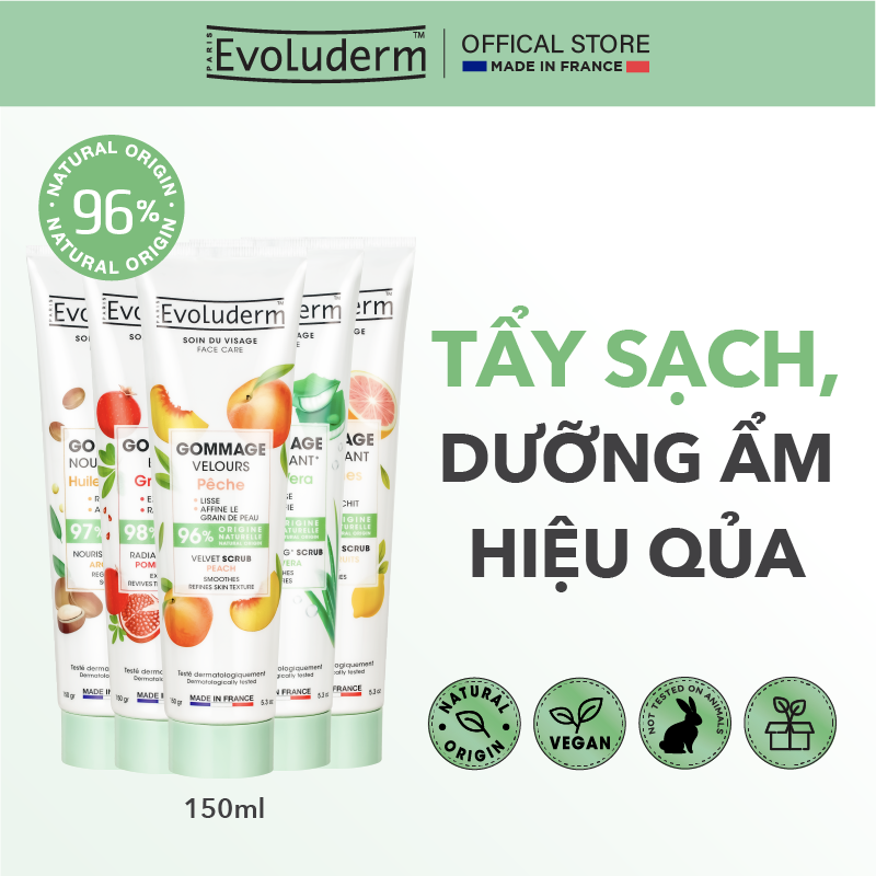 Tẩy tế bào chết dành cho da mặt Evoluderm 150ml