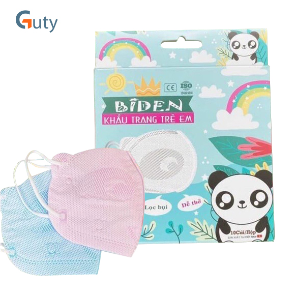 Khẩu trang 3D Mask trẻ em Gấu Panda Biden hộp 10 cái cực dễ thương thiết kế ôm khít khuôn mặt ( giao màu ngẫu nhiên )