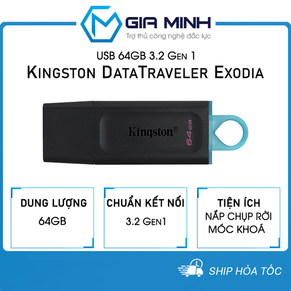 Usb 64gb kingston datatraveler exodia - chuẩn kết nối 3.2 gen1 - dtx/64 - bảo hành 60 tháng