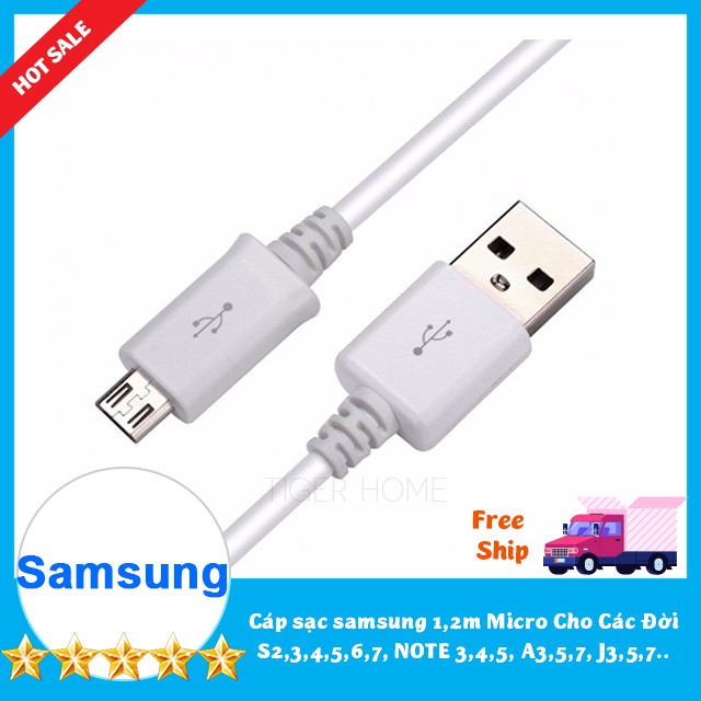 Cáp sạc nhanh Cho Điện Thoại samsung S4,S5,S6,S7,Note3,Note4/note5 /A34567/j34567 ZInVN Bh 1đổi1