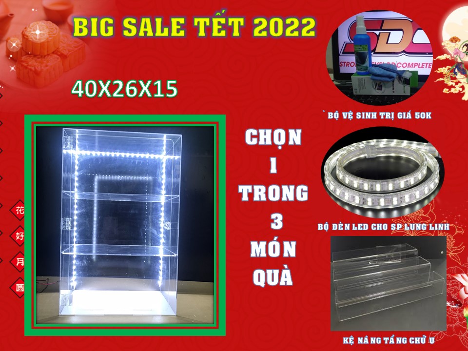 [Tặng Bộ Vệ Sinh mica] Tủ Mỹ phẩm size lớn (40x26x15)- Tủ trưng bày bằng mica
