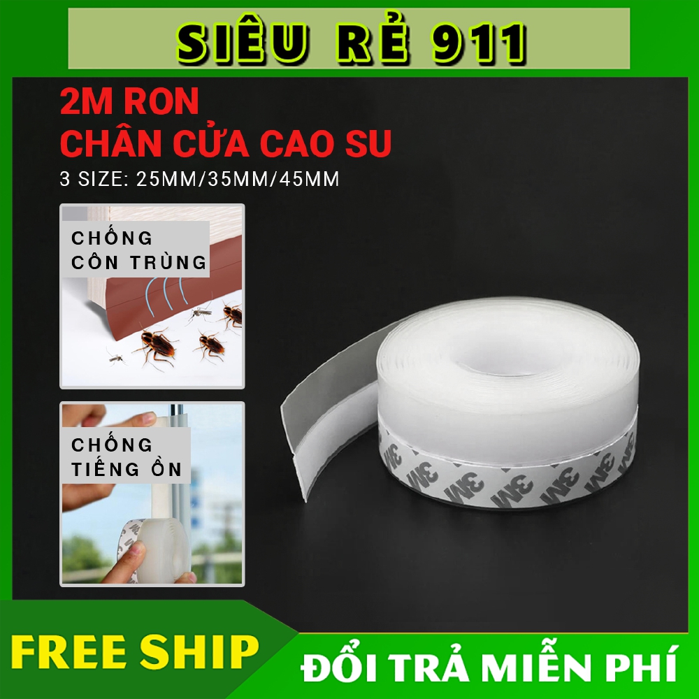 2 Mét Gioăng Cao Su Dán Khe Hơ Chân Cửa Ngăn Bụi Côn Trùng 25/35/45mm