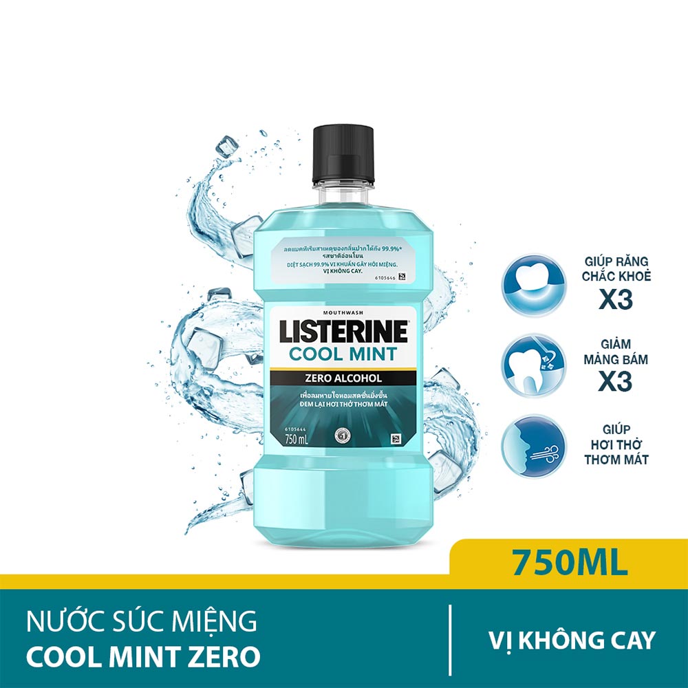 Nước súc miệng diệt khuẩn LISTERINE® ZERO không cay 750ml (HSD 24/12/2024)