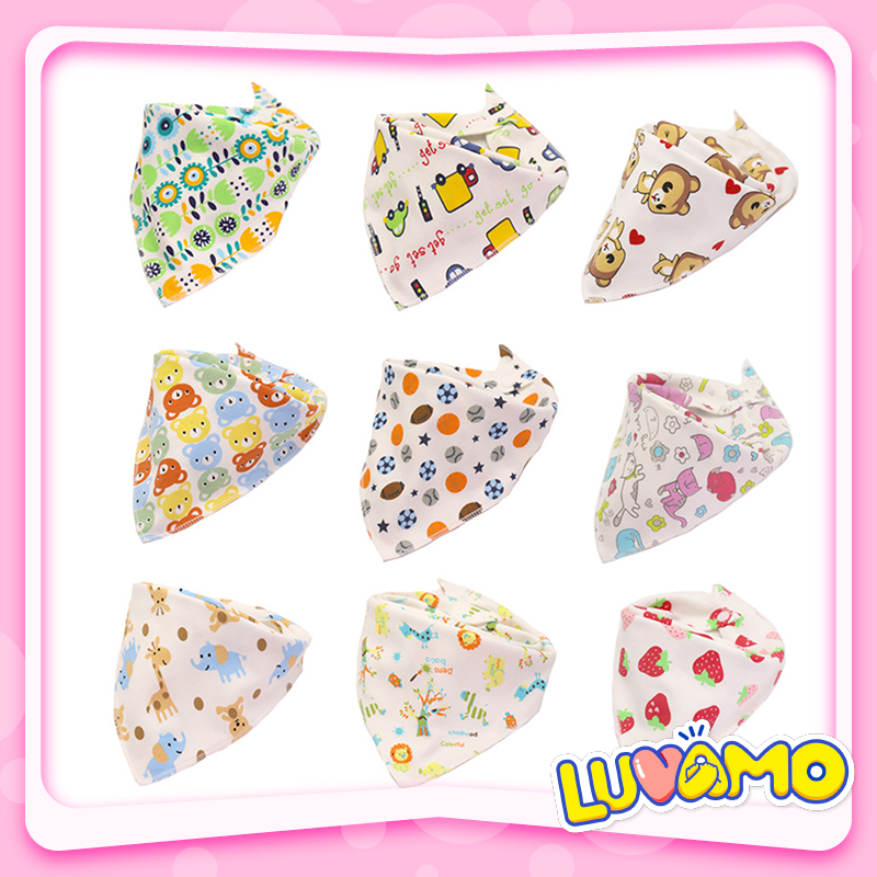 Khăn Yếm Tam Giác Cho Bé Chất Liệu Cotton 2 Lớp Mềm Mịn Cao Cấp Có Cúc Bấm Kh01