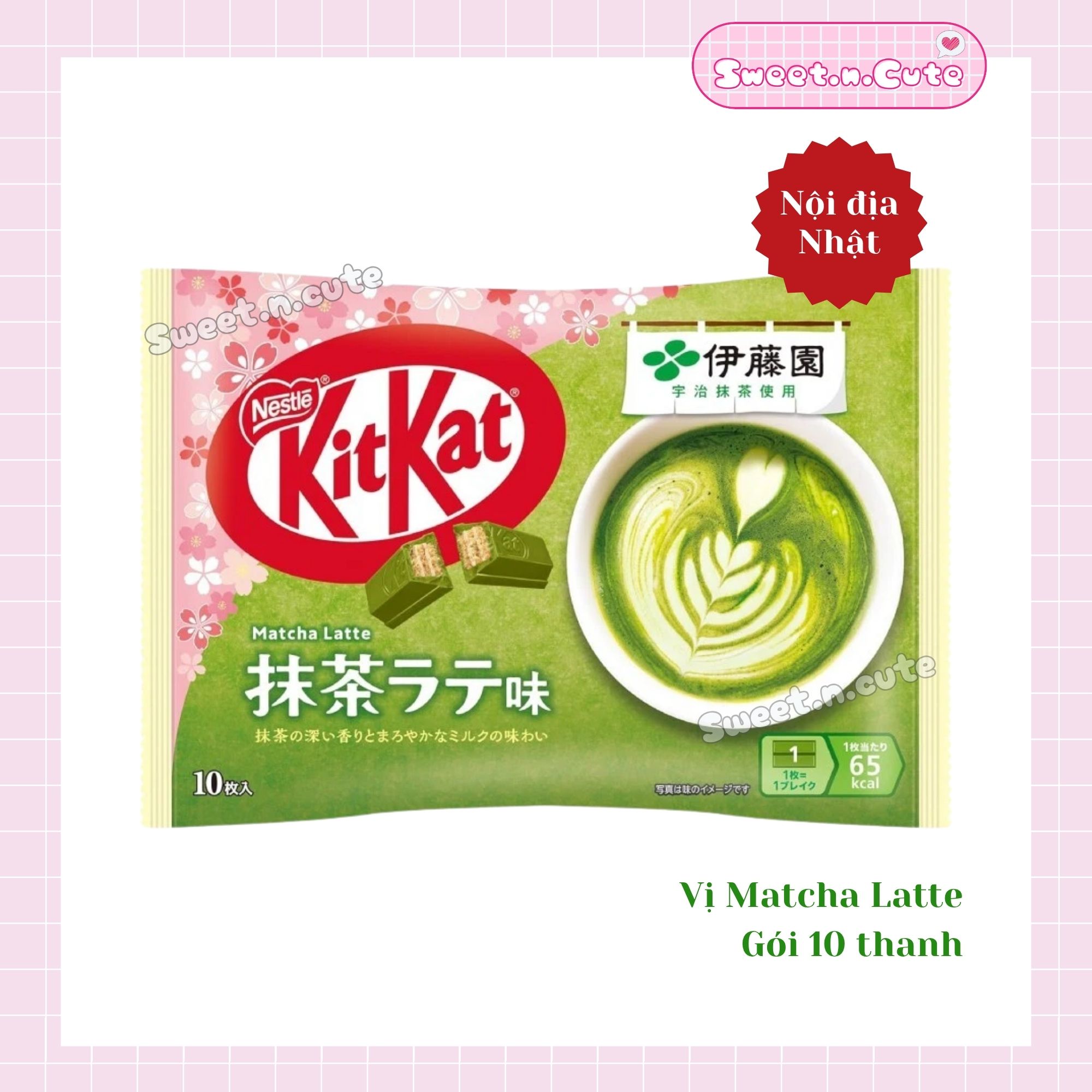 Nội địa Nhật - KitKat chocolate vị Matcha latte - Gói 10 thanh