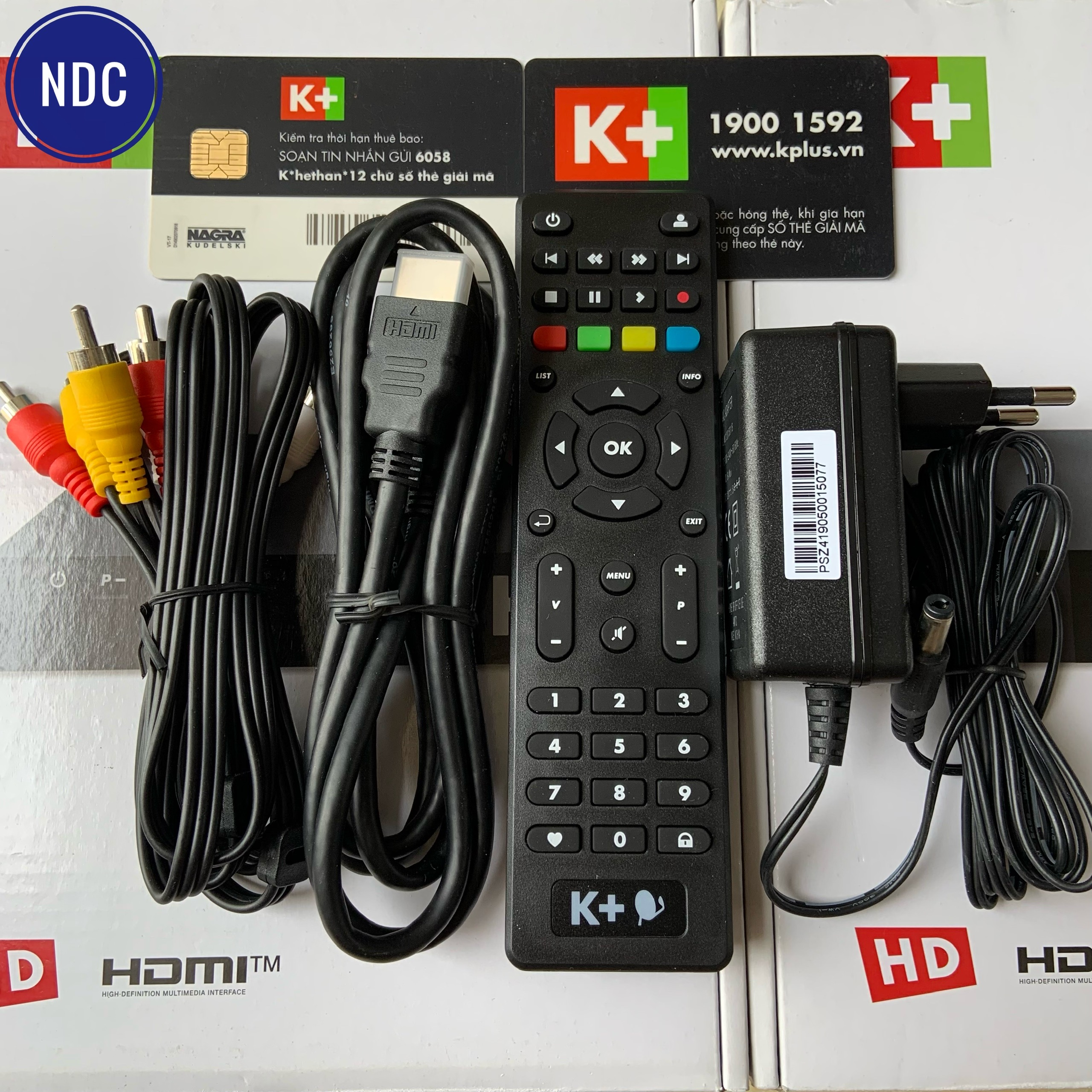 Thẻ Giải Mã K+ , Nguồn K+, Remote K+, Cáp HDMI, AV Xịn Theo Đầu K+ HD