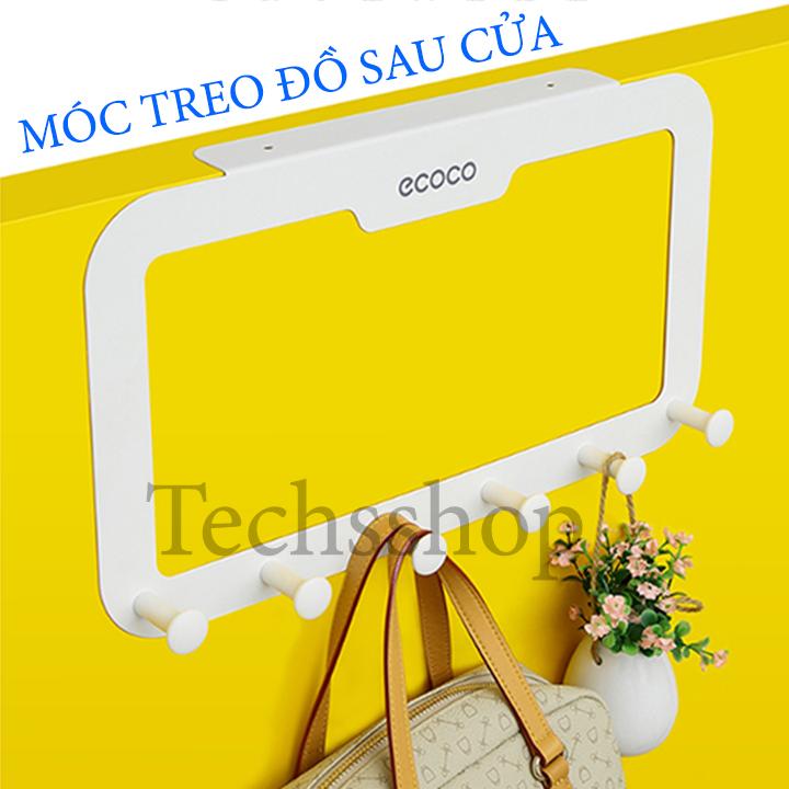 Móc treo đồ sau cửa Ecoco E1605 - Móc treo quần áo đa năng máng đồ phòng ngủ - Giá treo quần áo 6 móc tiện dụng - Móc dán cửa không cần khoan vít