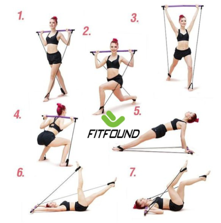 Thanh gậy tập gym stick yoga pilates bar có dây kháng lực dụng cụ tập tay lưng ngực mông chân đùi toàn thân
