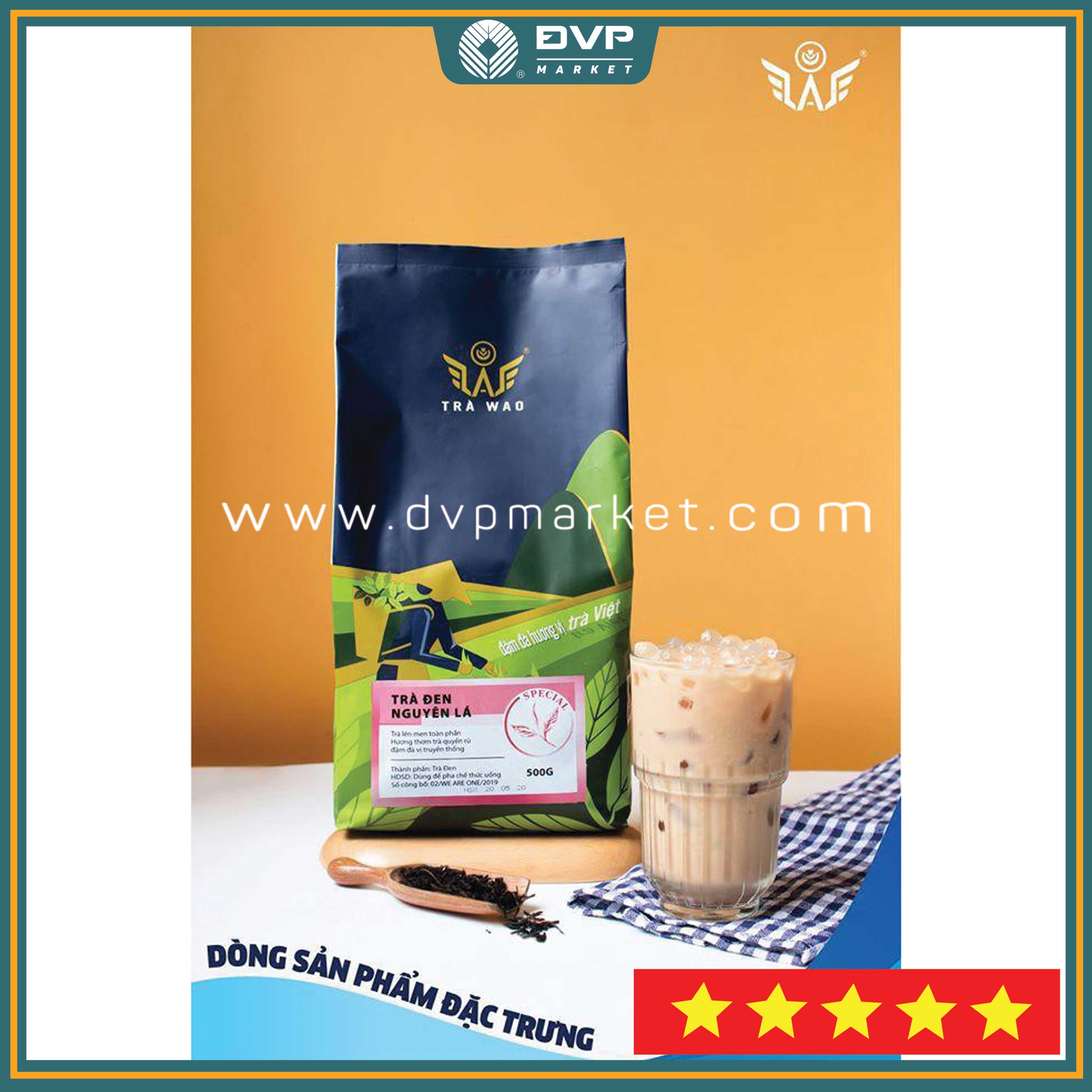 Trà WAO đen nguyên lá gói 500g