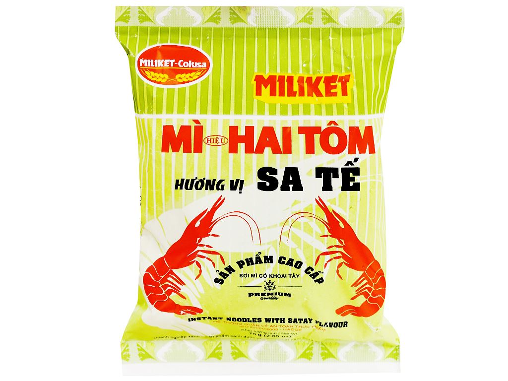 Thùng15/ 30 gói mì miliket hai tôm sa tế gói 75g