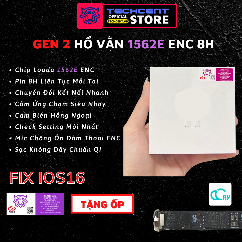Tai Nghe Không Dây Gen2 Louda Hổ Vằn 1562E Mic ENC Pin 8H Kết Nối Đa Thiết Bị
