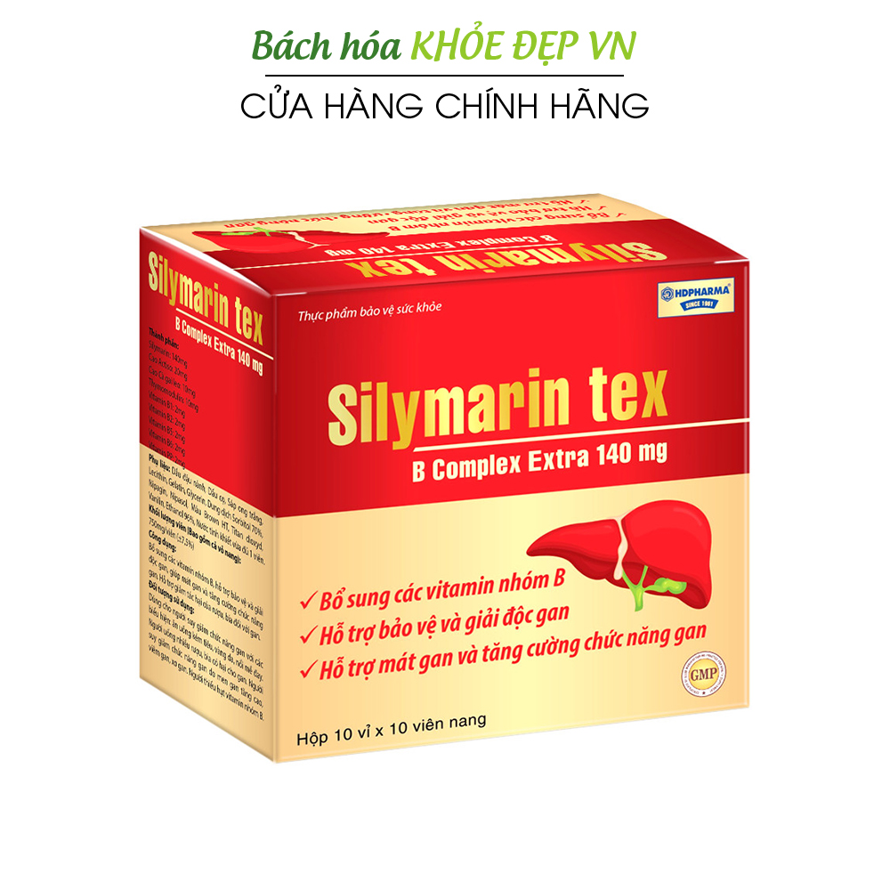 Viên uống bổ gan cà gai leo, atiso Silymarin Tex mát gan, giải độc gan, hạ men gan - Hộp 100 viên