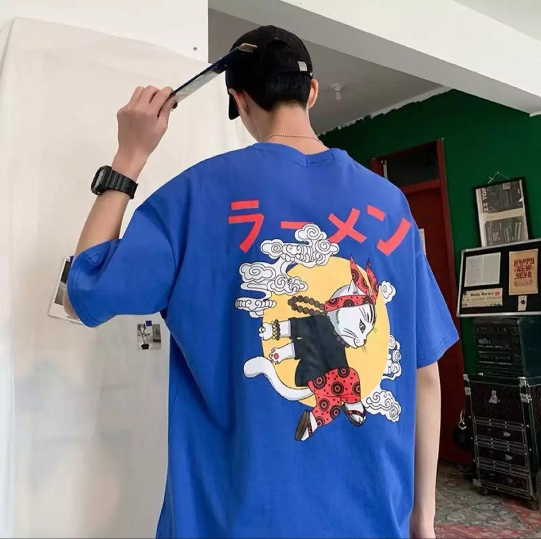 Áo thun nam form rộng Hàn Quốc in hình Thỏ Lão Đại độc đẹp vải dày mịn mát