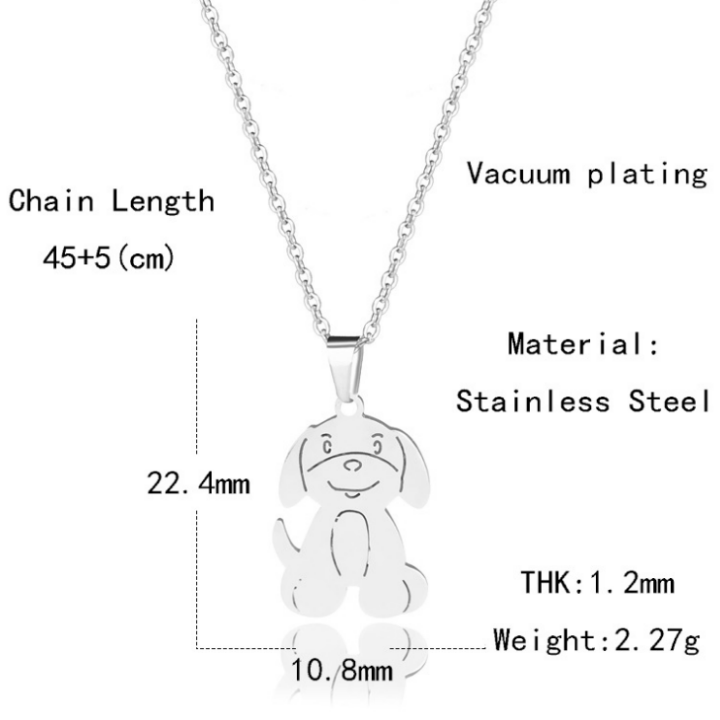 Dây Chuyền Titan Cho Nữ Giá Rẻ Đẹp Hình Chó Cute Có 2 Màu Lựa Chọn - Trắng / Vàng - Đảm Bảo Không Đen, Không Rỉ Sét Vĩnh Viễn - TV414