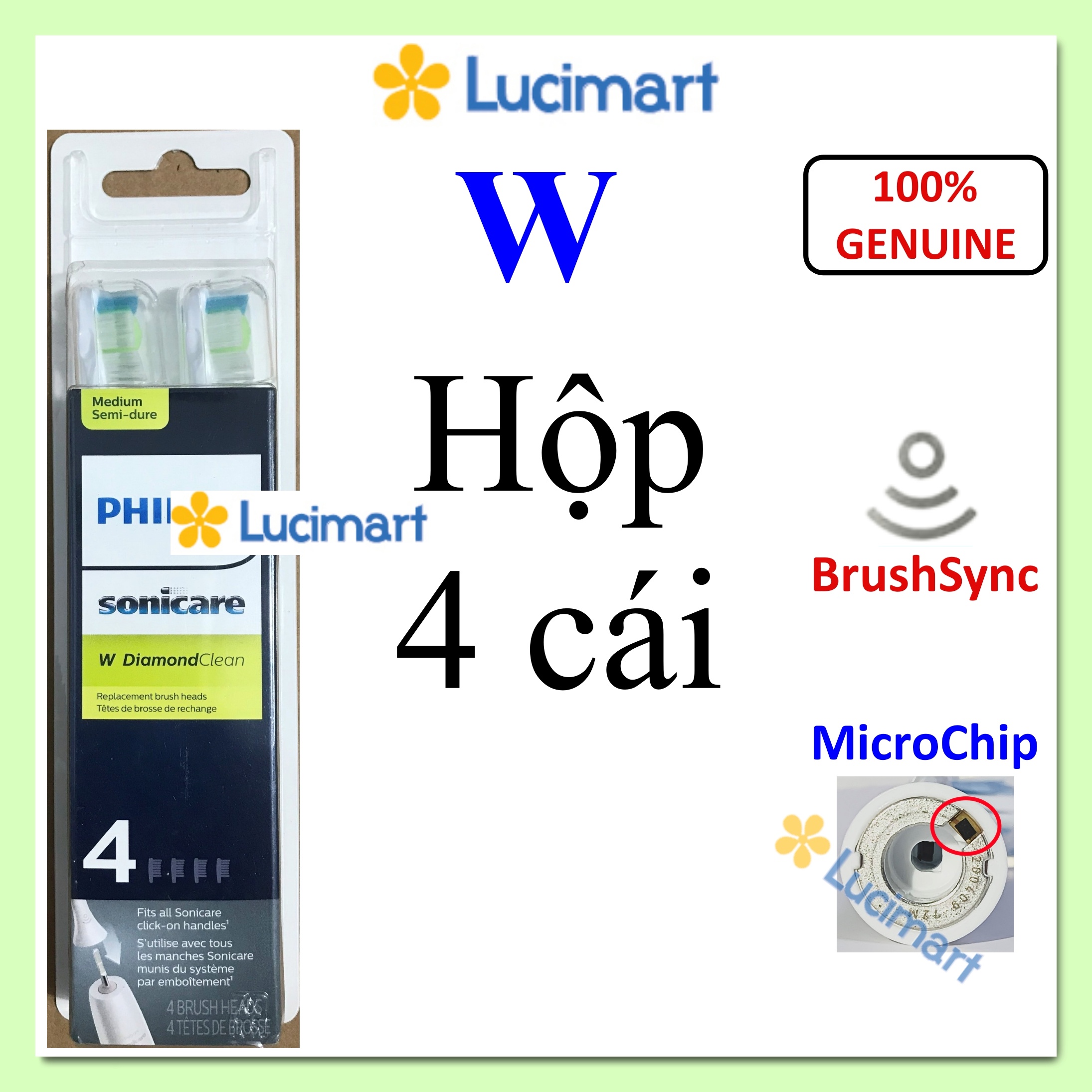 Đầu bàn chải điện Phi.lips Sonicare W Diamond Clean [Hàng Mỹ]