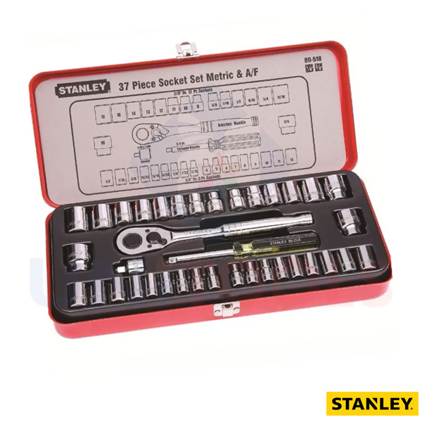 Bộ khẩu stanley 89-518 gồm 37 chi tiết đa năng đầu 1/4 và 3/8 inch