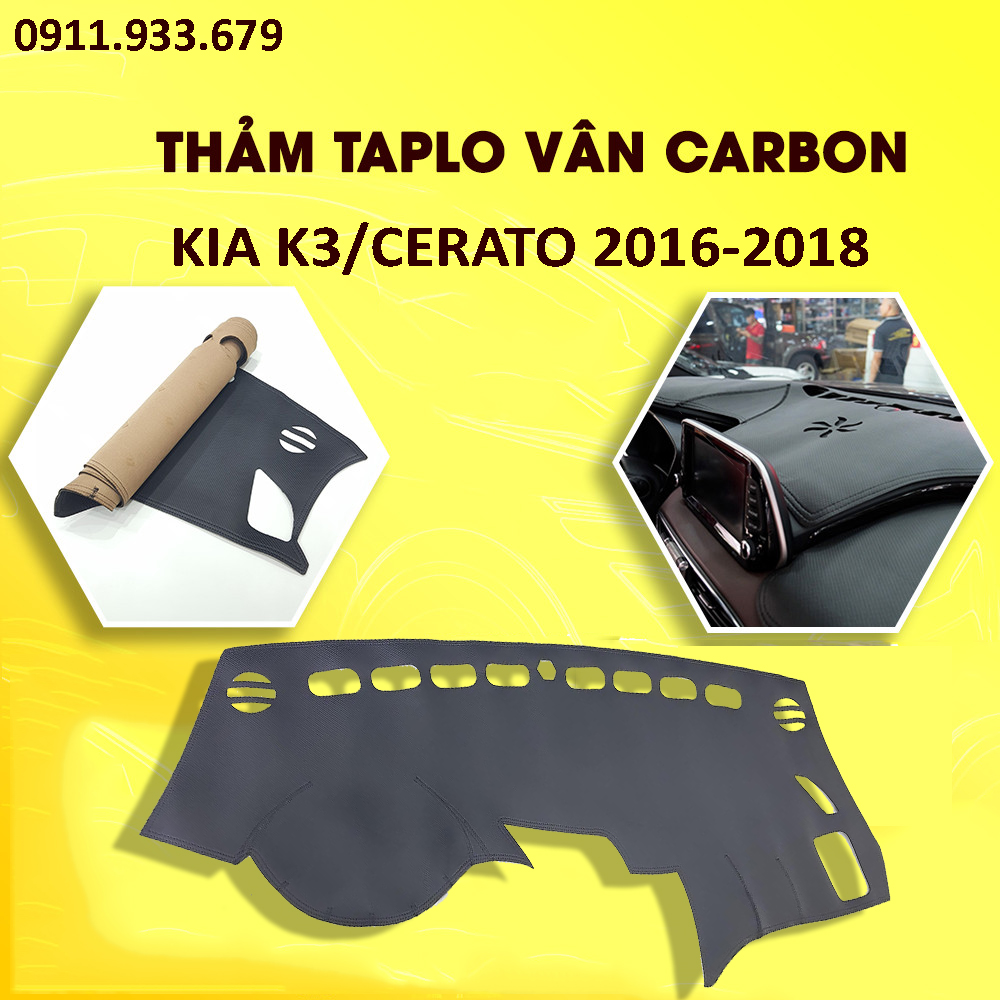 HCM- Thảm Taplo Da chống nắng Kia K3 & CERATO 2013-2018 .Hàng Cao Cấp Loại 1,chống nắng thẩm mỹ