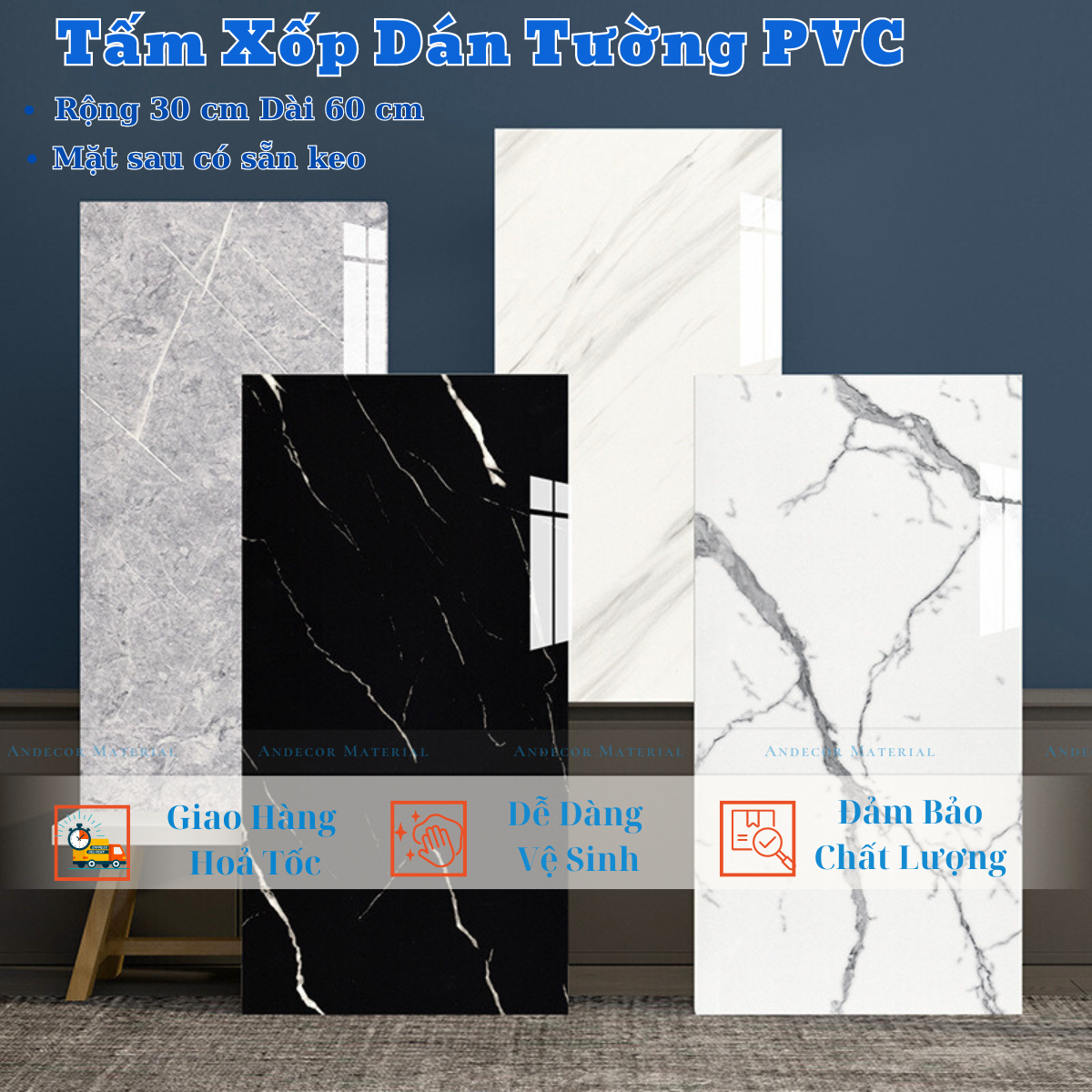 Tấm Xốp Dán Tường Giả Đá, Kích Thước 60x30 Cm Mặt Sau Có Sẵn Keo