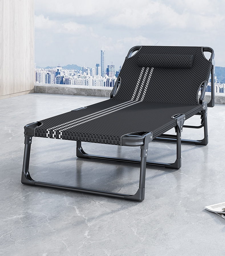 [HÀNG LOẠI I] Giường xếp văn phòng - Giường xếp 4 chân thép đen xịn - Giường đa năng xếp gọn có tựa lưng 68x189x28cm - Ghế xếp đa năng RE0488