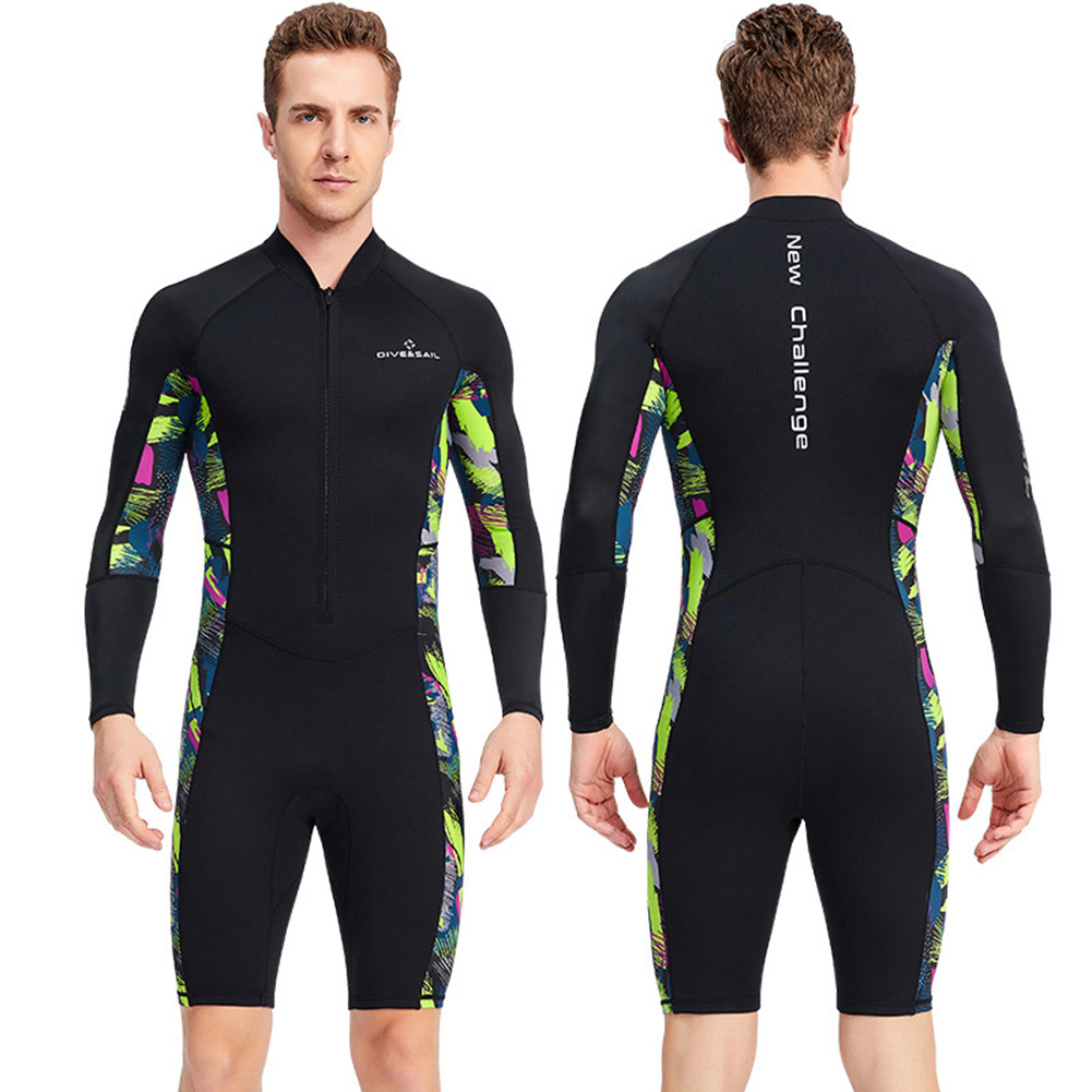 1.5mm Neoprene lặn bảo vệ quần áo dài tay áo Lặn Lướt sóng áo tắm với dây kéo đàn hồi chống xước thể thao dưới nước