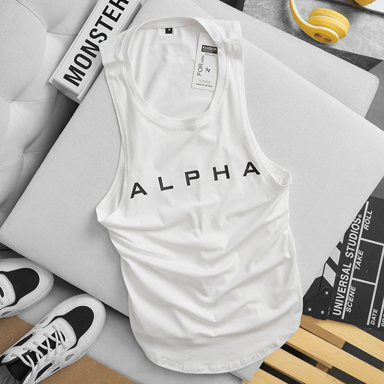 [Nhập mã LAZADASALEHE60K giảm 60k/300k] Áo Tập Gym Nam Sát Nách Alpha Chất Liệu Cotton Cao Cấp Thấm Hút Mồ Hôi