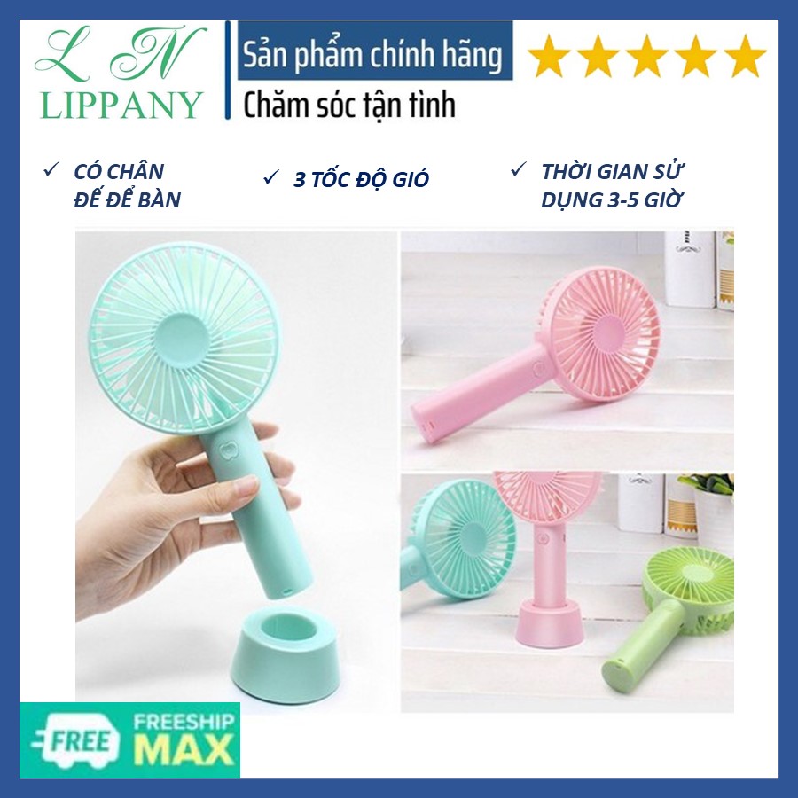 Quạt Tích Điện Cầm Tay Mini Có 3 Chế Độ Gió Siêu Mát Cho Mùa Hè, Quạt Cầm Tay Tích Điện Có Chân Đế Để Bàn