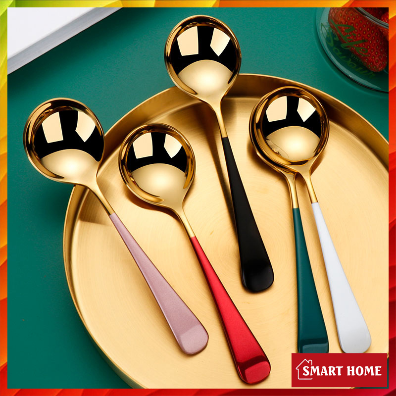 Set 5 Thìa Inox Mạ Vàng - Thìa Gold Phong Cách Hiện Đại Sang Trọng Tanosa