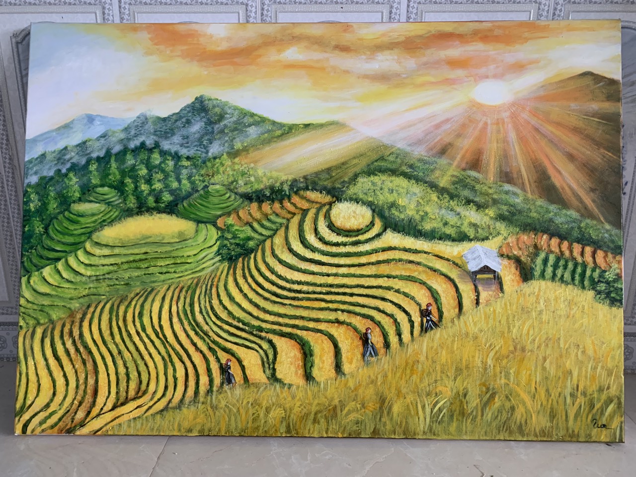 Tranh sơn dầu ruộng bậc thang- kích thước vải 120 x 150 cm